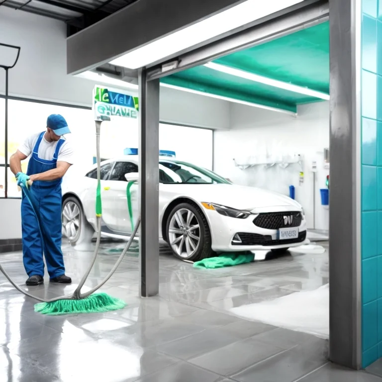 Técnico HandWashX aplicando shampoo automotivo com esponja macia